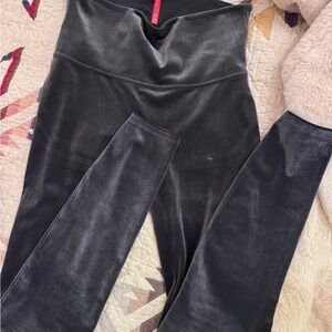 SPANX Deep Grey Velvet-Look Leggings